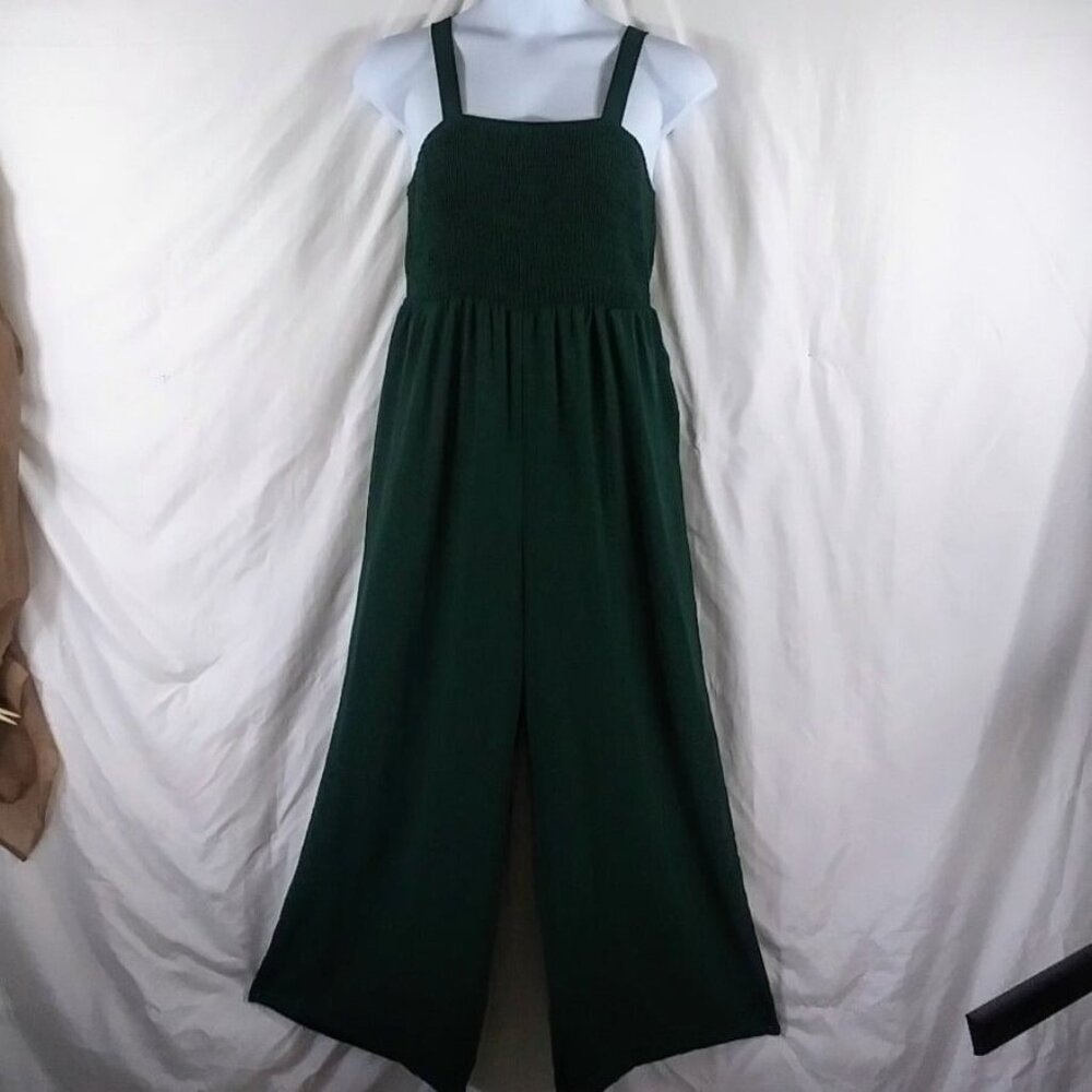 Dokotoo Women's Green Smocked Bodice Fit & Flared Summer Jumpsuit Size XL - Picture 2 of 9